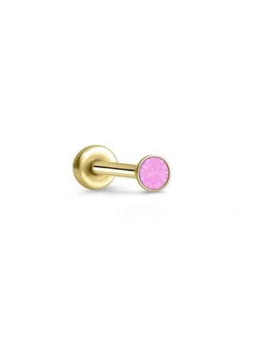 Threadless Labret Nose Ring Monroe Push Pin Stud Yellow Gold Steel 1mm Tiny CZ - Picture 6 of 14