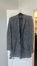 ZARA Man Navy Blue Topcoat Overcoat Long Blazer Light Coat Jacket
