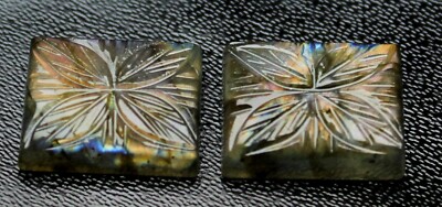 Top Played Flashy Labradorite Carved 18x13 mm Rectangle Matched Pair Loose Stone