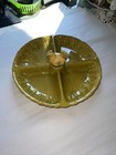 Mid Century California Pottery Chicken Divided Tray Olive Green E401, Calif USA