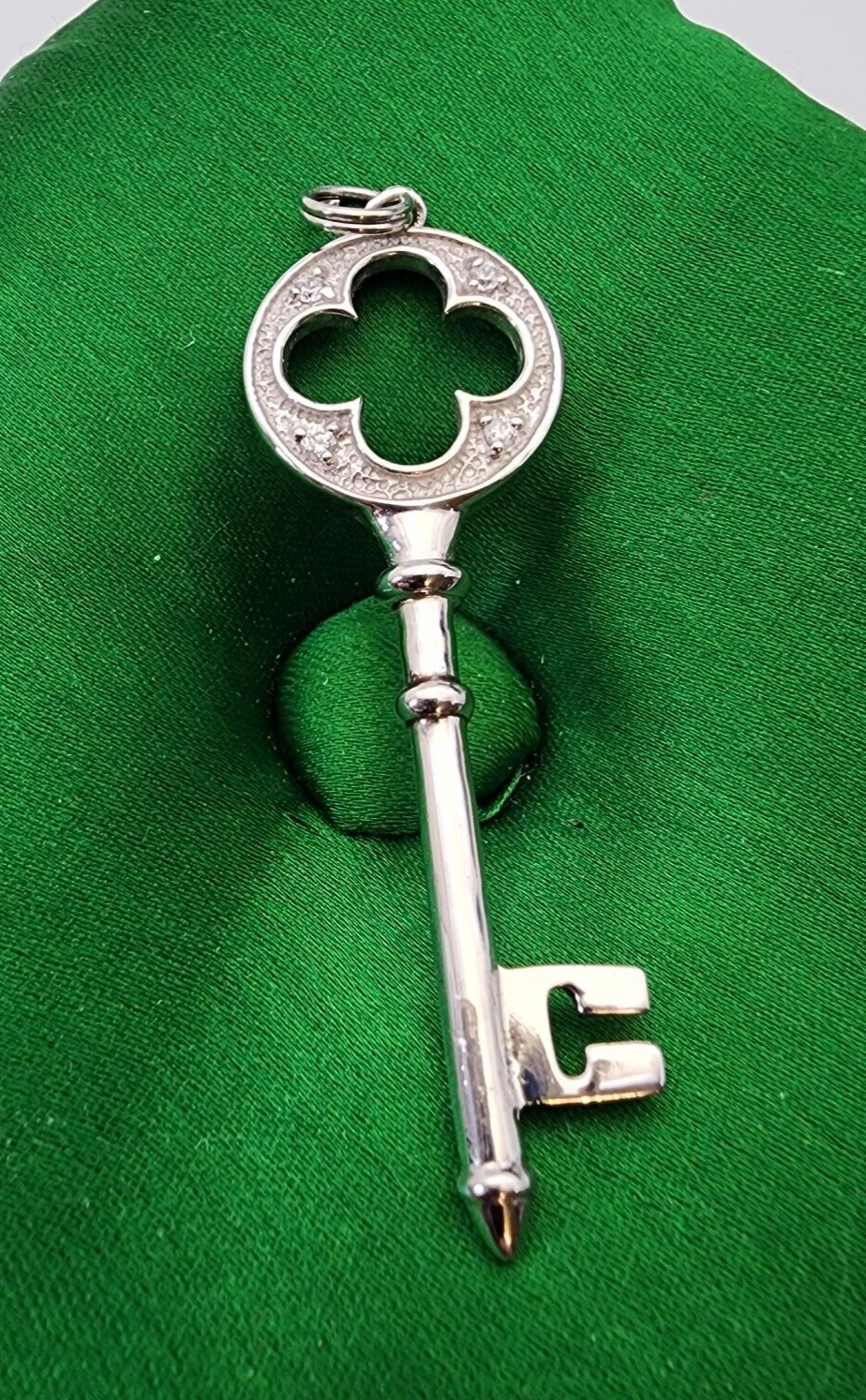 Nadri 925 Sterling Silver Clover Key Pendant with CZ Stones