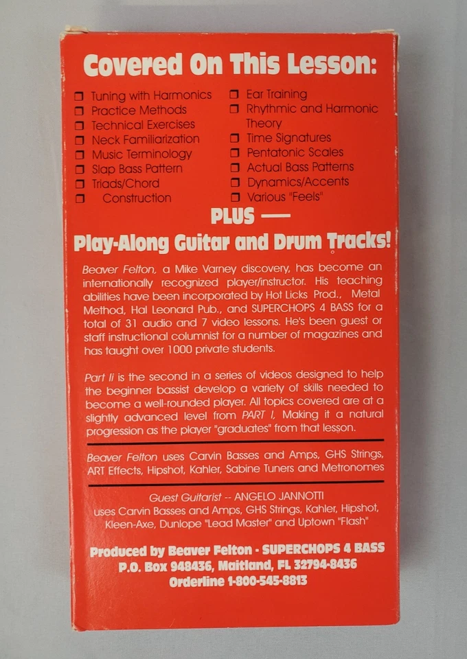 Beginner Bass Part II Beaver Felton Superchops VHS Music Instruction Tape HTF - Image 2 of 4