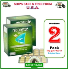 2 x Nicorette ORIGINAL Flavour Gum 4 MG 210 Pieces "USA SELLER-SHIPS SUPER FAST"