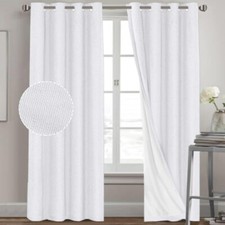 PrinceDeco White Linen Drapes 100"W x 84"L 2 Panels NEW