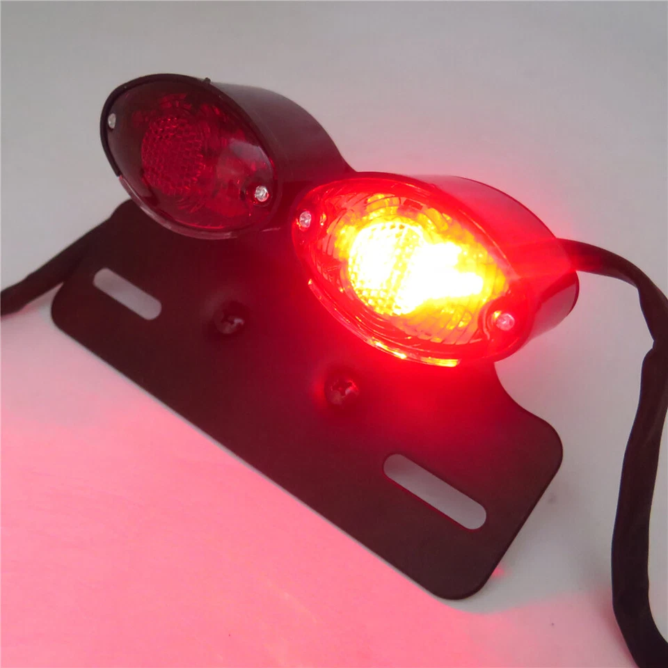 Luz de matrícula de freno trasero universal ojo de gato personalizado moto NEGRO ROJO Foto 3 de 4