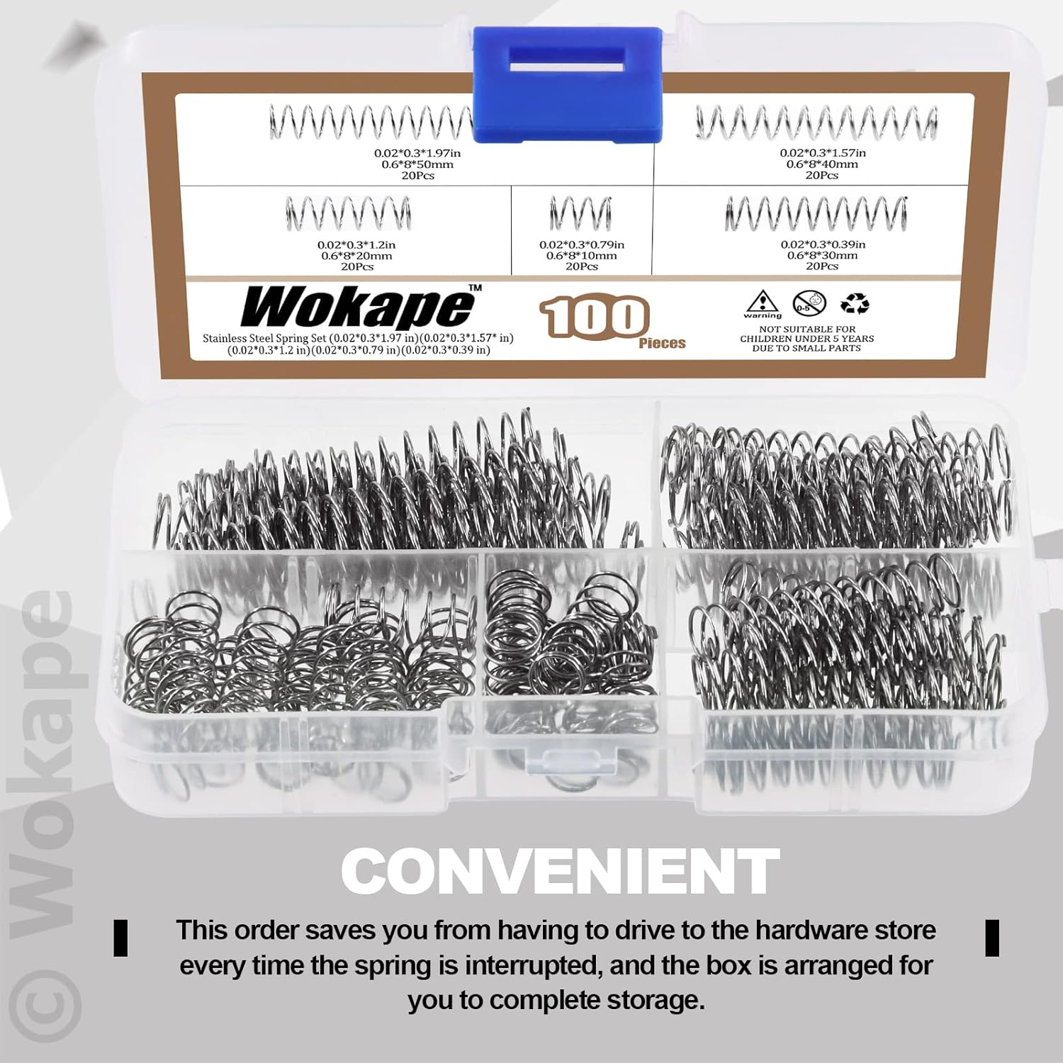 100Pcs Compression Springs Assortment Mini Stainless Steel Compression