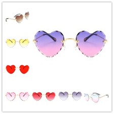 Heart Shaped Rimless Sunglasses Summer Beachwear Thin Metal Frame Spectacles