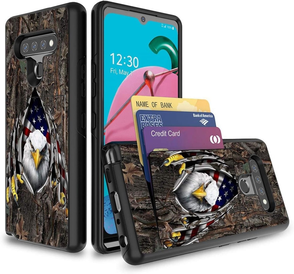 For LG Stylo Case with Card Holder Shockproof Armor Silicone