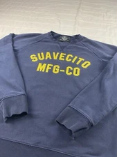 Suavecito Mfg-Co Sweatshirt Men's Size Small Blue Sewn Collegiate V Notch Shirt
