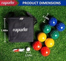 ropoda 90mm Bocce Ball Set with 8 Balls, Pallino, Case and Measuring Rope...