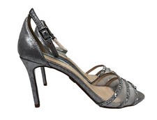 Betsey Johnson Silver Metallic High Heel Shoes Womens Size 8 Brite Rhinestone