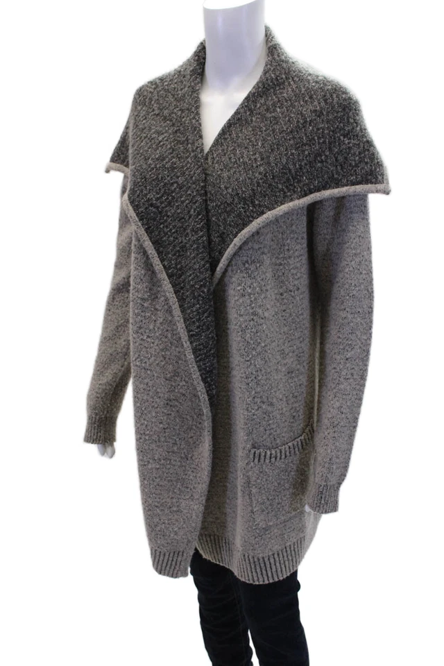 Suéter envolvente de manga larga blanco + Warren para mujer gris mezcla de lana talla pequeña Foto 3 de 4