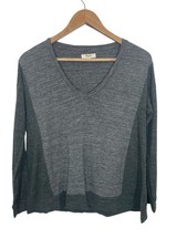 Madewell Womens V Neck Oversized Nubby Top Long Sleeve Gray Size XS