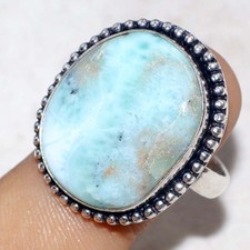 925 Silver Plated Larimar Ring US 9.5 Casual Wear Gift Fresh Stock Deal MJ