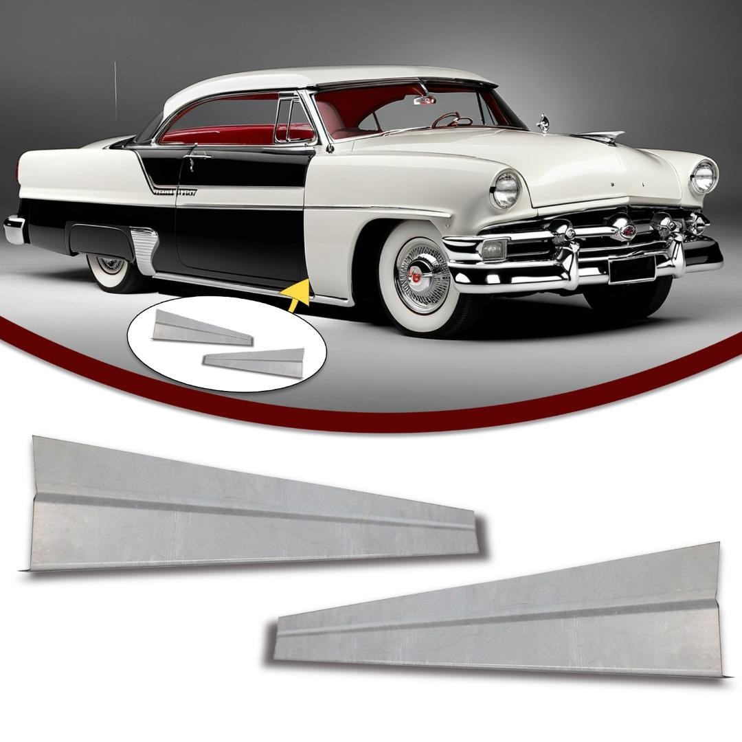 MoniCard シルバー 台座付き Inner Rocker Panels Fits 1952-1956 Ford Mercury Driver and