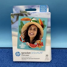 HP Sprocket 3.5 x 4.25” Zink Sticky-backed Photo Paper (20 Sheets)