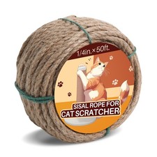 Sisal Rope for Cat Scratcher 1/4" 50 Ft Tree 1/4 inch by 50ft, Natural