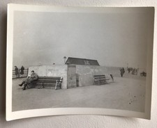 WWII Original Military Photograph Soldier Sitting On Bench Looking Lonely