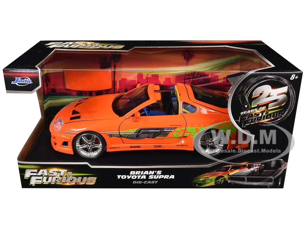 BRIAN'S TOYOTA SUPRA ORANGE FAST & FURIOUS 25 YEARS 1/24 DIECAST
