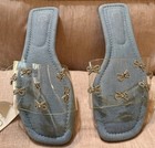 Denim Slides Sandals W/ Rhinestone Jeweled Bows SZ 7 New with tag — photo 1