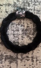Fuzzy Black Fur Steering Wheel Cover