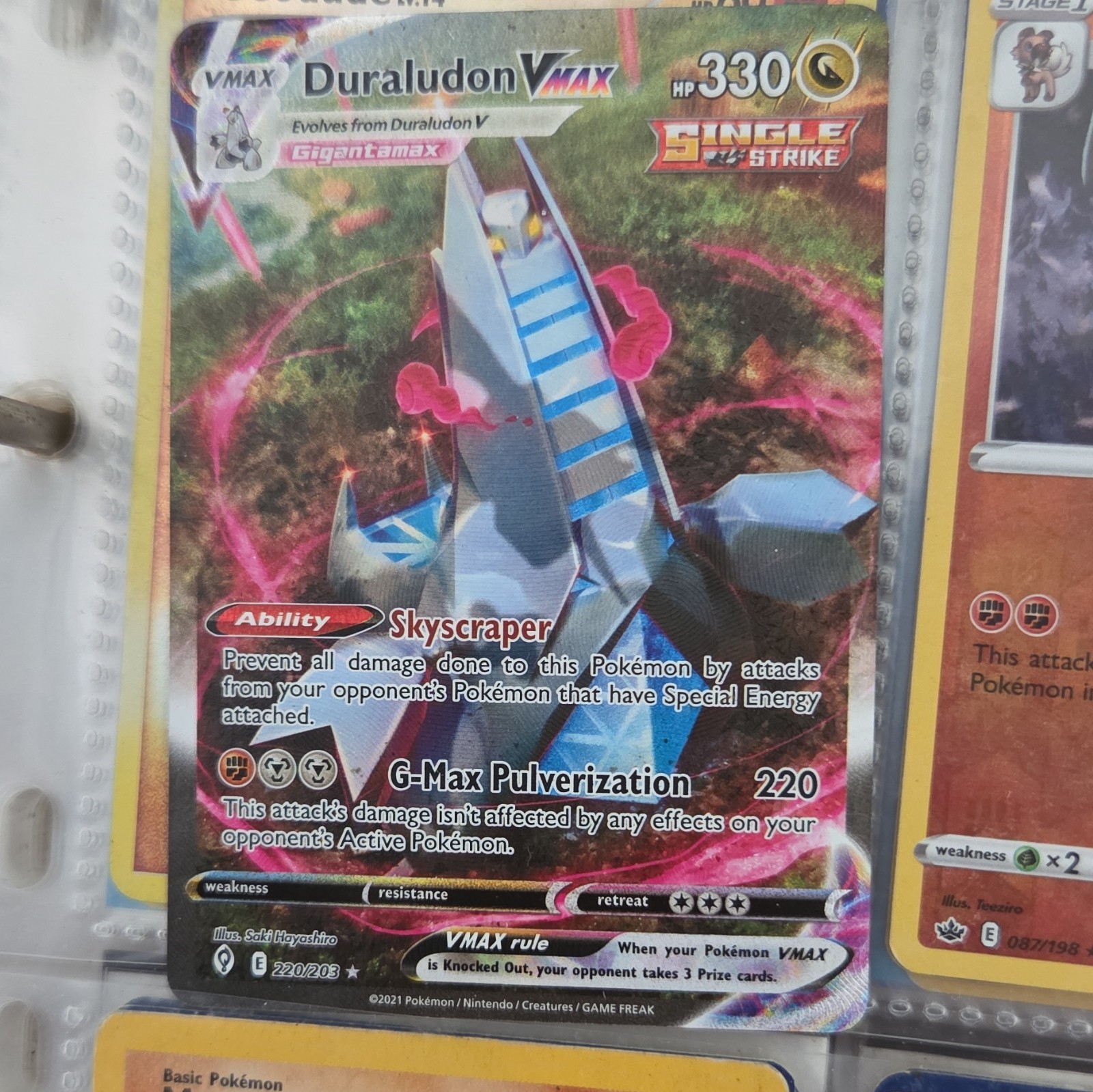 Pokemon TCG Evolving Skies Duraludon VMAX 220/203 Single Strike Holo Eng 2021