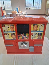 Rare Oak Premiere Working  1 Cent Gum & Card Machine - Vintage 1950s -