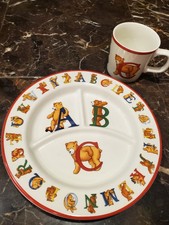 Tiffany & Co 2pc set child cup & divided plate Alphabet Bears