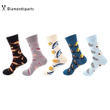 6Pairs Men Crew Funny Athletic Sport Cartoon Casual Classic Design Fashion Socks