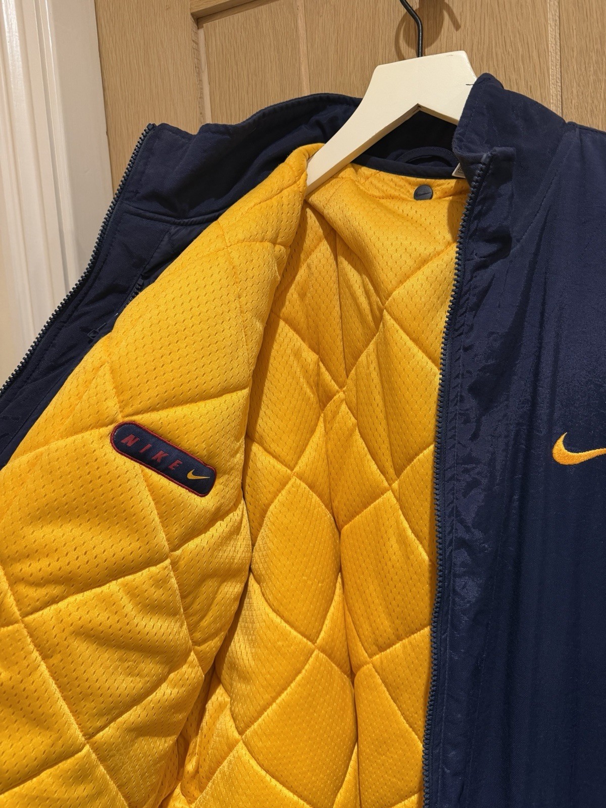Rare Vintage 90s Nike Padded Bench Jacket & Matching Hat Set Navy Y2K image 5