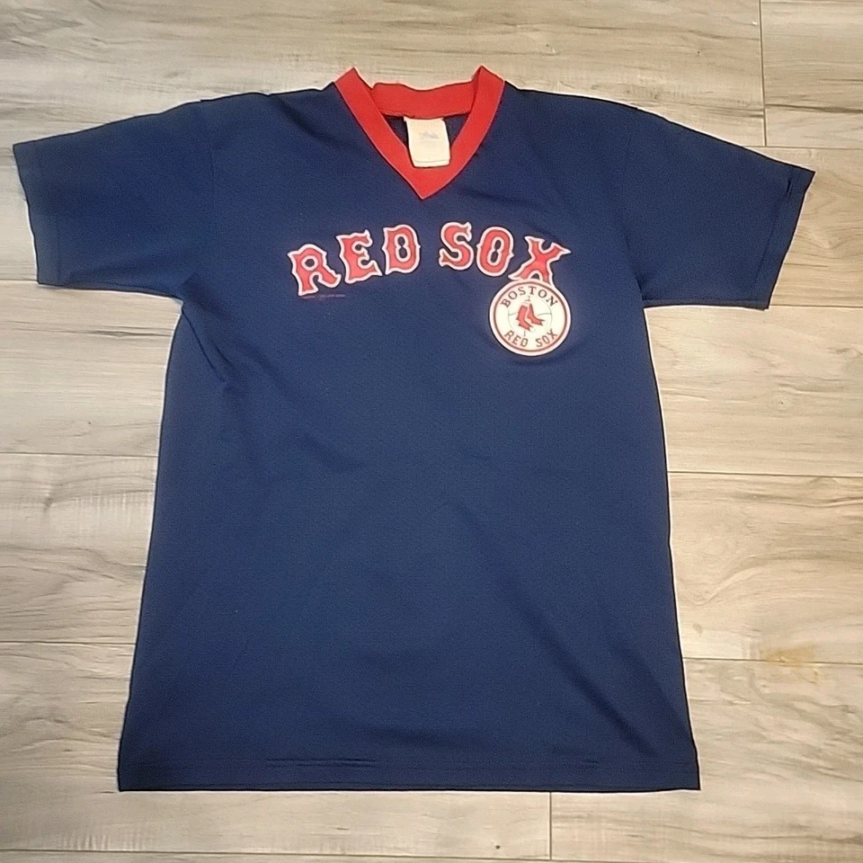 Majestic Jersey Manny Ramiez Boston Medias Rojas Juvenil Grande Azul Rojo MLB Hecho en EE. UU. Foto 3 de 4