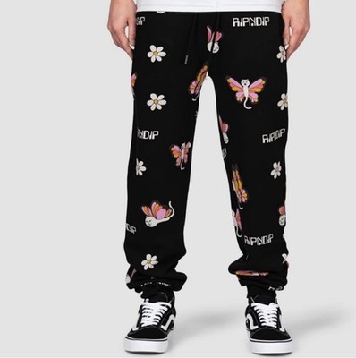 RIPNDIP BUTTERFLY SWEAT PANTS BLACK