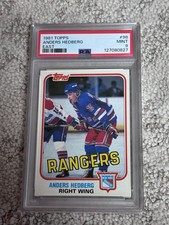 PSA 9 HOCKEY CARD 1981 TOPPS NEW YORK RANGERS ANDERS HEDBERG