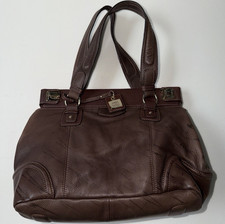 Cole Haan Brown Satchel Top Handle Bag w/ Gold Hardware, Zip, Medium