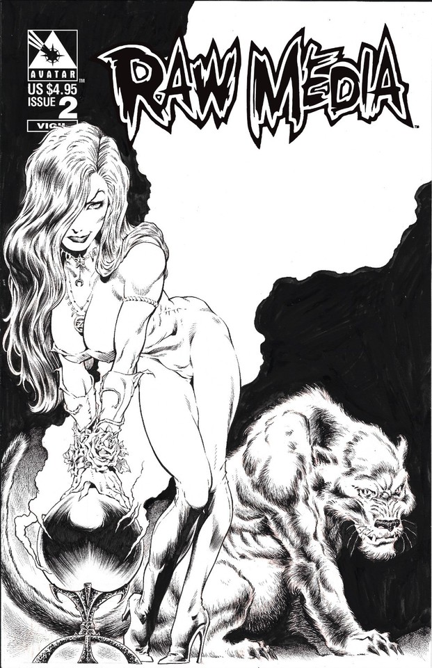 ORIGINAL ART Raw Media Quarterly #2 Cover by Tim Vigil from 1998 FAUST Avatar Comic Art