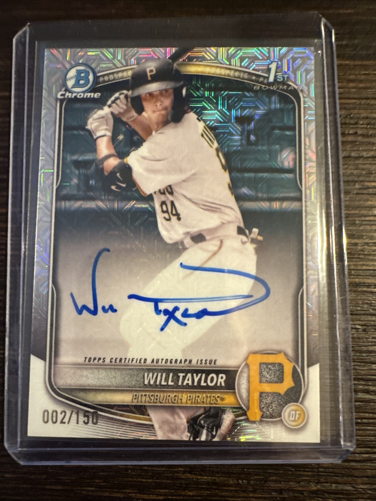 2025 Bowman Chrome 1st Bowman Will Taylor Auto HTA Choice Refractor /150 Pirates