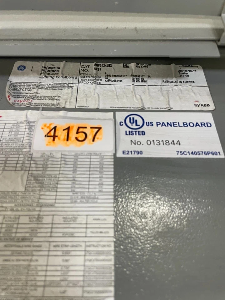 GE AQF3424JBX Main Breaker Feed Thru 400 Amp - Image 3 of 4