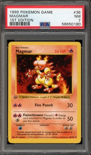 Pokemon Magmar Base Set Shadowless 1st Edition #36 PSA 7