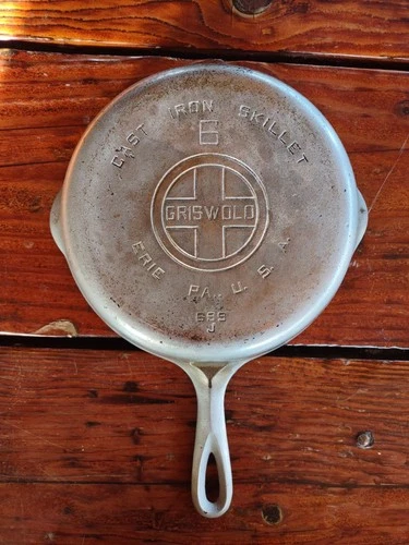 VINTAGE NO.6 GRISWOLD ERIE PA. 699J CAST IRON SKILLET FRYING PAN CHROME PLATED