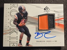 2014 SP Authentic Rookie 2 Color Game Used Patch Autograph Brandin Cooks 9/550 