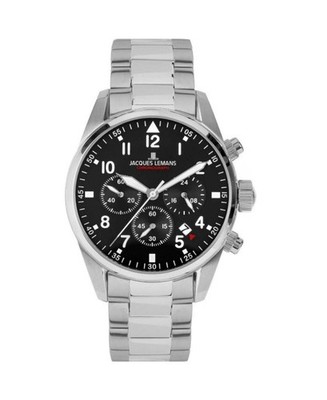 JACQUES LEMANS Men Analog Quartz Casual Watch Classic Dress Black Dial Waterproo