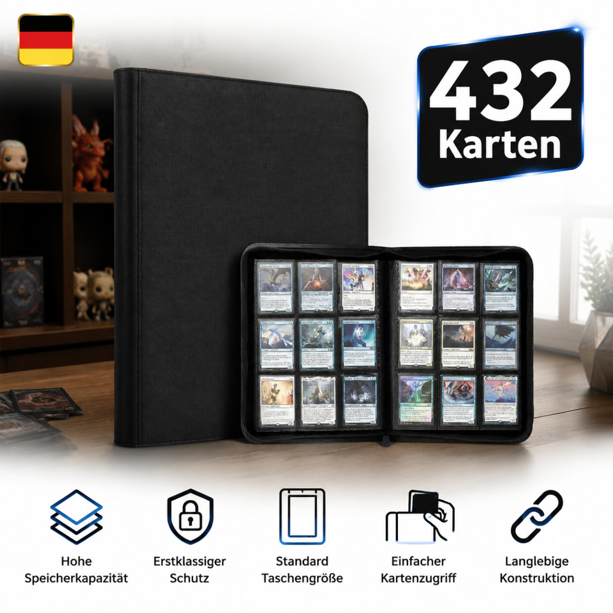 Porta Carte 432 Tasche Raccoglitore per MTG Pokemon Trading Card Binder Carte