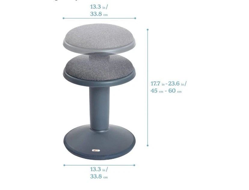 ECR4Kids Sitwell Adjustable  Wobble Stool With Cushion (Grey) - Image 3 of 4