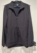 Tek Gear Women's size Medium full zippered Black Woven Jacket Cinched waist