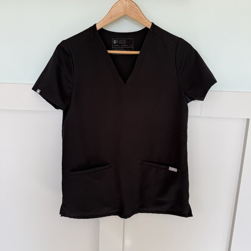 FIGS Women's Casma Three Pocket Scrub Top Women’s Size XS Black Medical Massage