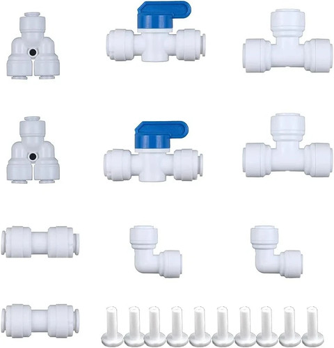 10 PCS 1/4" Water Line Push To Connect Fittings For 1/4" OD Tubing Plumbing