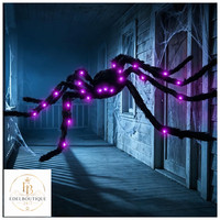 Halloween Spinne 125Cm Gruselig Mit Violett Licht Deko FüR Garten Party Innen