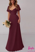 Barbie™  AZAZIE 1003 Cabernet A-Line Pleated Chiffon Dress  Sz 4