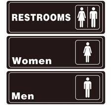 Restrooms 9x3 Inch Acrylic Sign for Men and Women Bathroom Signage Waterproof...