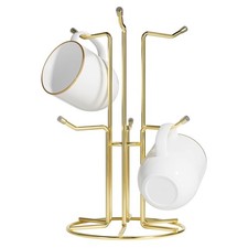 HULISEN Mug Holder Rack for Large Cups & Mugs, 6 Hooks, Metal Counter Coffee Tre
